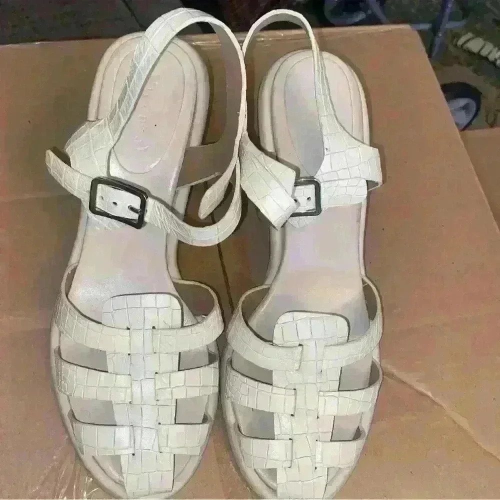 Anthropologie Vicenza Leather Women's Fisherman Sandal Size10 EU 41 Cream‎